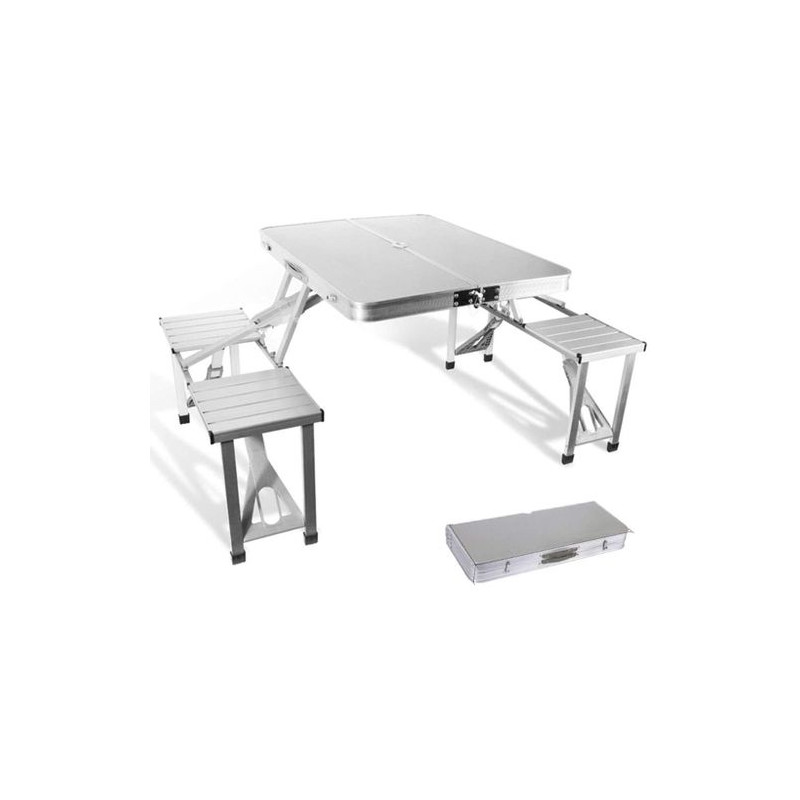 TABLE PLIANTE EXTERIEURE EN ALLUMINIUM AVEC CHAISES
