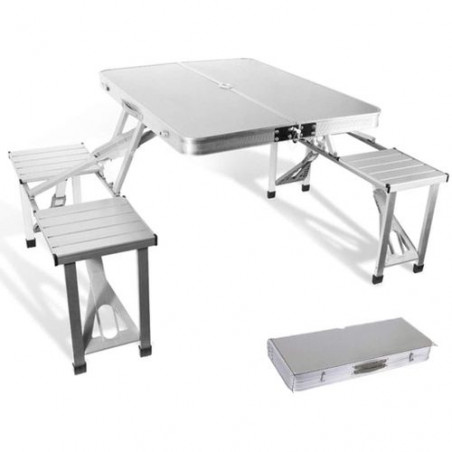 TABLE PLIANTE EXTERIEURE EN ALLUMINIUM AVEC CHAISES